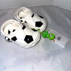 Crocs Toddler Child Kids Size 5T Brand New Black White Soccer‎ Theme Unisex